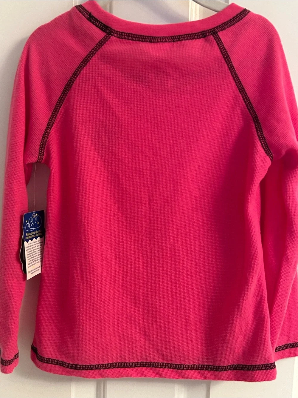 NWT-total girl Bright Pink Long Sleeve Top Pajama Top with Silver Glitter Heart